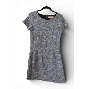 LOFT Blue Tweed Short Sleeve Shift Dress Size: 2